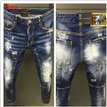 Charger l&#39;image dans la galerie, Mens Jeans Men Short Jeans Stylish Ripped Jeans Moto&amp;Biker Skinny Short Jeans Men Straight Denim Zipper Fly Knee Length