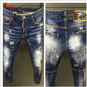 Mens Jeans Men Short Jeans Stylish Ripped Jeans Moto&Biker Skinny Short Jeans Men Straight Denim Zipper Fly Knee Length