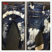 Charger l&#39;image dans la galerie, Mens Jeans Men Short Jeans Stylish Ripped Jeans Moto&amp;Biker Skinny Short Jeans Men Straight Denim Zipper Fly Knee Length