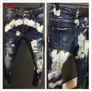 Mens Jeans Men Short Jeans Stylish Ripped Jeans Moto&Biker Skinny Short Jeans Men Straight Denim Zipper Fly Knee Length