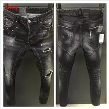 Charger l&#39;image dans la galerie, Mens Jeans Men Short Jeans Stylish Ripped Jeans Moto&amp;Biker Skinny Short Jeans Men Straight Denim Zipper Fly Knee Length