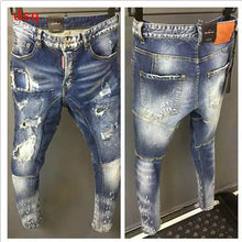 Charger l&#39;image dans la galerie, Mens Jeans Men Short Jeans Stylish Ripped Jeans Moto&amp;Biker Skinny Short Jeans Men Straight Denim Zipper Fly Knee Length