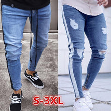 Charger l&#39;image dans la galerie, 2019 Skinny Jeans Men Sexy Ripped Hole Stretch Denim Trousers Male Autumn Straight Streetwear Pencil Hip hop  Jeans Plus Size