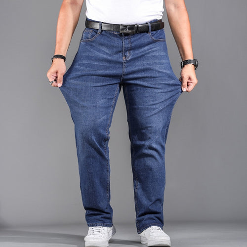 High Quality Stretch Plus Big Size 29 - 44 46 48 90% Cotton Straight Denim Jeans Men Famous Brand 2019 Spring