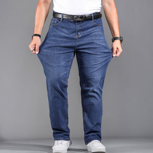 High Quality Stretch Plus Big Size 29 - 44 46 48 90% Cotton Straight Denim Jeans Men Famous Brand 2019 Spring