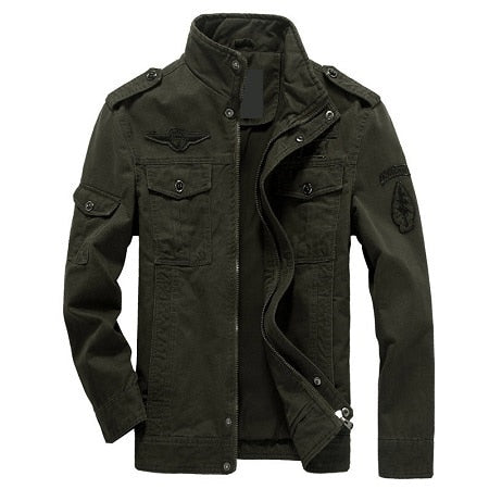 HANQIU Brand M-6XL Bomber Jacket Men Military Clothing 2019 Spring Autumn Male Coat Solid Loose Army Military Jacket