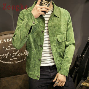 Zongke Japan Style Corduroy Jacket Men Hip Hop Streetwear Men Jacket Coat Windbreaker Clothes Bomber Jacket Men 5XL 2019 New