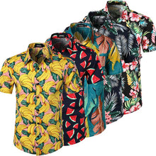 Charger l&#39;image dans la galerie, NEW Men Hawaiian Shirts Summer Floral Printed Beach Short Sleeve Camp Casual Shirt Tops Blouse