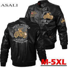 Charger l&#39;image dans la galerie, Male Leather Jacket Slim Fit Coat Men Stand Collar jaqueta PU Coats Biker Jackets Casual Motorcycle Faux Fur S-5XL Jacket Fleece