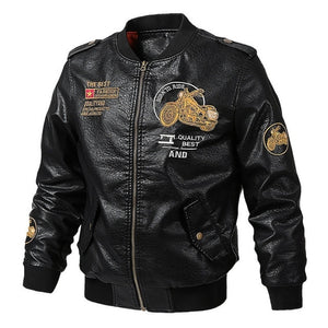 Male Leather Jacket Slim Fit Coat Men Stand Collar jaqueta PU Coats Biker Jackets Casual Motorcycle Faux Fur S-5XL Jacket Fleece