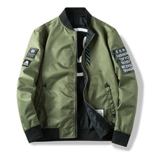 Charger l&#39;image dans la galerie, Men Bomber Jacket Both Side Wear Casual Windbreaker Man Pilot Jacket with Patches Green Thin Mens Coat Outwear Clothing,ZA267