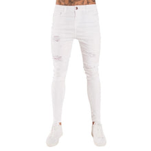 Charger l&#39;image dans la galerie, Oeak Mens Solid Color  Jeans 2019 New Fashion Slim  Pencil Pants Sexy Casual Hole Ripped Design Streetwear