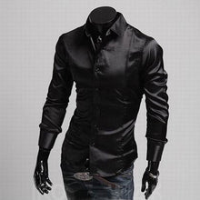 Charger l&#39;image dans la galerie, Men Long Sleeve Casual Shirt Luxury Wedding Silk-Like Satin  Shirt Tops 2019 Men Brand Clothing Camisa Masculina