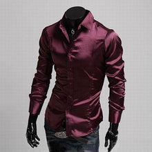 Charger l&#39;image dans la galerie, Men Long Sleeve Casual Shirt Luxury Wedding Silk-Like Satin  Shirt Tops 2019 Men Brand Clothing Camisa Masculina