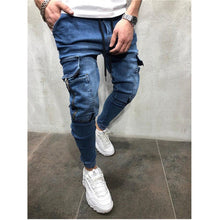 Charger l&#39;image dans la galerie, Men Stretchy Multi-pocket Skinny Jeans men pocket zipper pencil Pants  2019 fashion jeans Casual Trousers Hip hop sweatpants