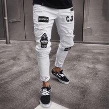 Charger l&#39;image dans la galerie, 2019 Men&#39;s Stretchy Ripped Skinny Biker Jeans Destroyed Slim Fit Denim Pants Mens Elastic Waist Harem Pants Men Jogger S-4XL