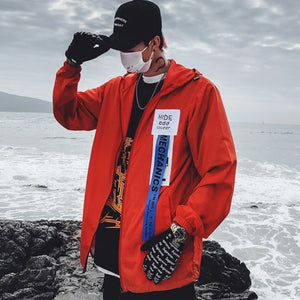 Dragon Bomber Jacket Men Outwear Streetwear Hip Hop Baseball Jacket Hooded Thin Windbreaker Jackets Fashion Patchwork Clothes