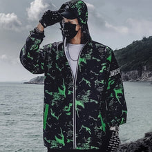 Charger l&#39;image dans la galerie, Dragon Bomber Jacket Men Outwear Streetwear Hip Hop Baseball Jacket Hooded Thin Windbreaker Jackets Fashion Patchwork Clothes