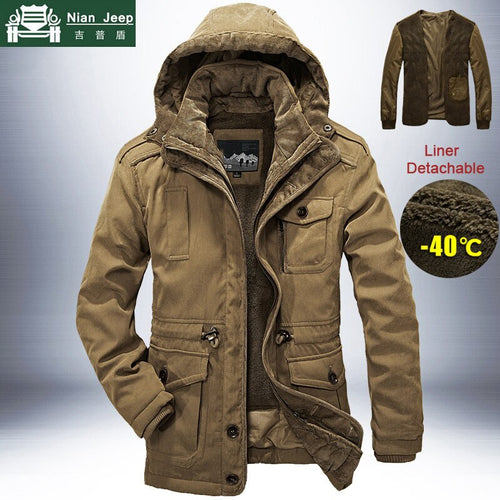 Mens Parkas High Quality Detachable 2 in 1 Coat