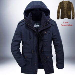 Mens Parkas High Quality Detachable 2 in 1 Coat