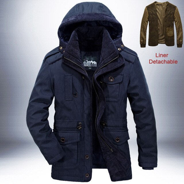 Mens Parkas High Quality Detachable 2 in 1 Coat