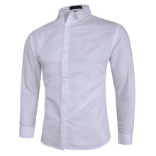Charger l'image dans la galerie, ZUSIGEL 2019 Smart Casual Solid Long Sleeve White Shirt Men Single Breasted Collar Slim Fit Shirt Youth Fashion Mens Shirts