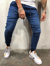 Charger l&#39;image dans la galerie, Men Clothes Hip Hop Sweatpants Skinny Motorcycle Denim Pants Zipper Designer Black Jeans Mens Casual Men Jeans Trousers