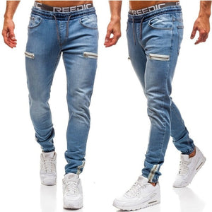 Men Clothes Hip Hop Sweatpants Skinny Motorcycle Denim Pants Zipper Designer Black Jeans Mens Casual Men Jeans Trousers