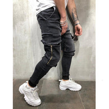 Charger l&#39;image dans la galerie, Men Clothes Hip Hop Sweatpants Skinny Motorcycle Denim Pants Zipper Designer Black Jeans Mens Casual Men Jeans Trousers