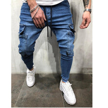 Charger l&#39;image dans la galerie, Men Clothes Hip Hop Sweatpants Skinny Motorcycle Denim Pants Zipper Designer Black Jeans Mens Casual Men Jeans Trousers