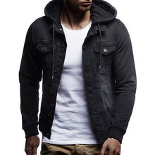 Charger l&#39;image dans la galerie, MJARTORIA  2019 New Denim Jacket Men Hooded Sportswear Outdoors Casual Fashion Jeans Jackets Hoodies Cowboy Mens Jacket Coat