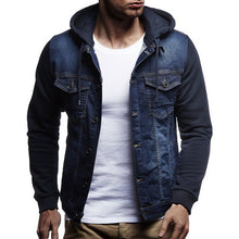 Charger l&#39;image dans la galerie, MJARTORIA  2019 New Denim Jacket Men Hooded Sportswear Outdoors Casual Fashion Jeans Jackets Hoodies Cowboy Mens Jacket Coat