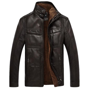 PU Brand High Leather Jacket Men Coats plus 5XL Quality  Outerwear Men Business Winter Faux Fur Male top clothes Fleece Q6142