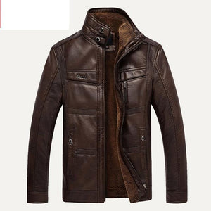 PU Brand High Leather Jacket Men Coats plus 5XL Quality  Outerwear Men Business Winter Faux Fur Male top clothes Fleece Q6142