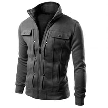 Charger l&#39;image dans la galerie, Zipper Men Jackets Autumn Winter Casual Fleece Coat Bomber Jacket Stand Collar Fashion Male Outwear Slim and Fits Jacket