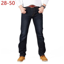 Charger l&#39;image dans la galerie, 28-50 Big Size Man Pants High Stretch Straight baggy Trousers Fashion Casual Black Blue Denim Male Business Jeans Classic