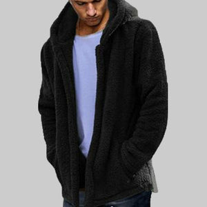 New Fashion Men Winter Warm Teddy Bear Long Sleeve Fleece Jackets Oversize Outwear Coats With Pockets Streetwear