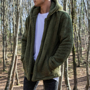 New Fashion Men Winter Warm Teddy Bear Long Sleeve Fleece Jackets Oversize Outwear Coats With Pockets Streetwear