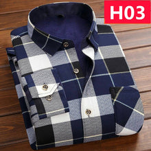 Charger l'image dans la galerie, Winter Thick Velvet Dress Shirt For Men Casual Long Sleeve Plaid Warm Fleece Lining Shirts Fashion Soft Flannel Plus Size L-4XL