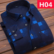 Charger l'image dans la galerie, Winter Thick Velvet Dress Shirt For Men Casual Long Sleeve Plaid Warm Fleece Lining Shirts Fashion Soft Flannel Plus Size L-4XL