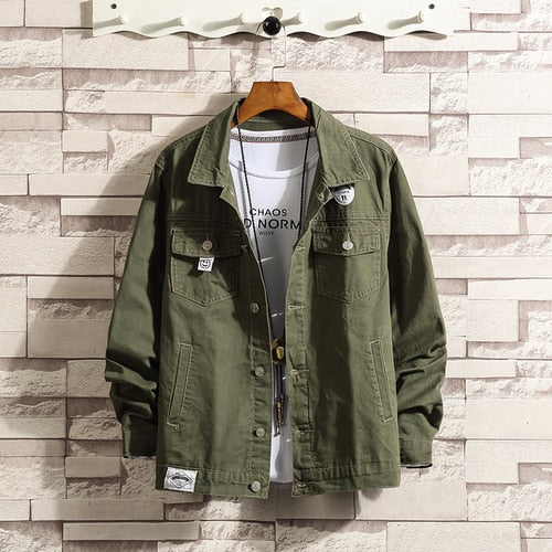 Black Cotton Autumn Jackets Men Streetwear Preppy Style Jacket Male Fashion Japanese Army Green Hip Hop Slim Fit Military Coat