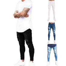 Charger l&#39;image dans la galerie, Fashion Autumn Men Hip Hop Pants Mens Denim Ripped Skinny Distressed Jeans Casual Slim Solid Hole Pencil Trouser Male Streetwear