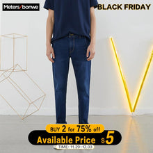 Charger l&#39;image dans la galerie, Metersbonwe Straight Jeans Men 2019 Casual Jeans Winter New Casual Youth Dark Blue Colour Simple Design Jeans Male Trousers