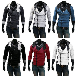 Men Zip Up Hooded Sweatshirt Slim Fit Autumn Coat Tops Warm Outwear Long Sleeves Jackets H9