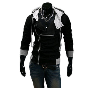 Men Zip Up Hooded Sweatshirt Slim Fit Autumn Coat Tops Warm Outwear Long Sleeves Jackets H9