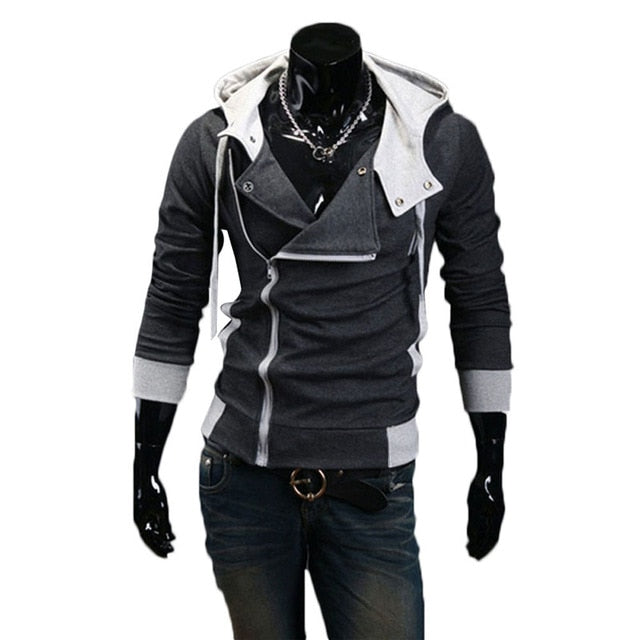 Men Zip Up Hooded Sweatshirt Slim Fit Autumn Coat Tops Warm Outwear Long Sleeves Jackets H9