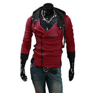 Men Zip Up Hooded Sweatshirt Slim Fit Autumn Coat Tops Warm Outwear Long Sleeves Jackets H9