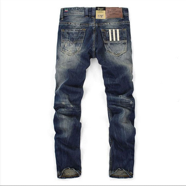 New Dsel Brand Men Jeans Fashion Designer Distressed Ripped Jeans Men Straight Fit Jeans Homme,Cotton High Quality Jeans