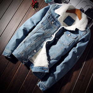 Men Jacket and Coat Trendy Warm Fleece Denim Jacket 2018 Winter Fashion Mens Jean Jacket Outwear Male Cowboy