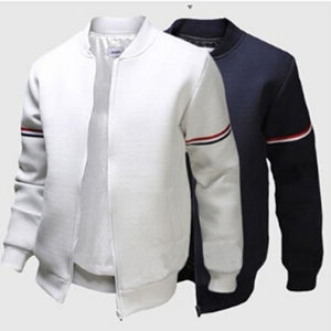 3XL Fashion Sportwear Men Baseball Jacket Decorative Ribbon White Casual Coat Men Bomber Jacket Mens Jacket And Coat